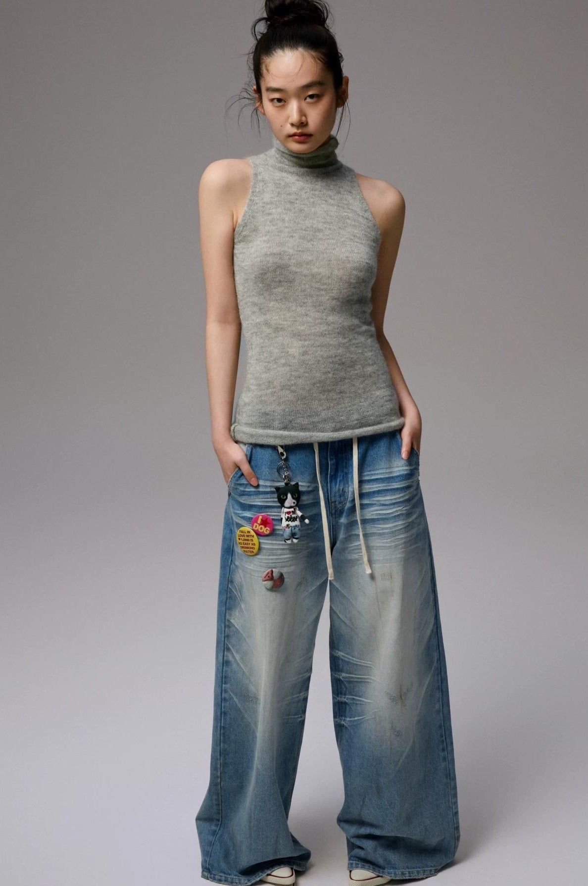 1JINN STUDIO | HIGH NECK MOHAIR KNIT TOP【ID:TN00069】
