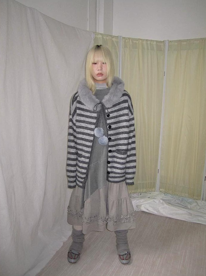 3months |  NICHE STRIPED CARDIGAN SWEATER【ID:TN00016】