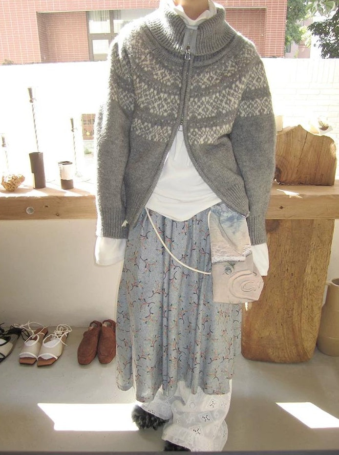 3months | CASUAL FAIR ISLE KNIT CARDIGAN【ID:TN00067】