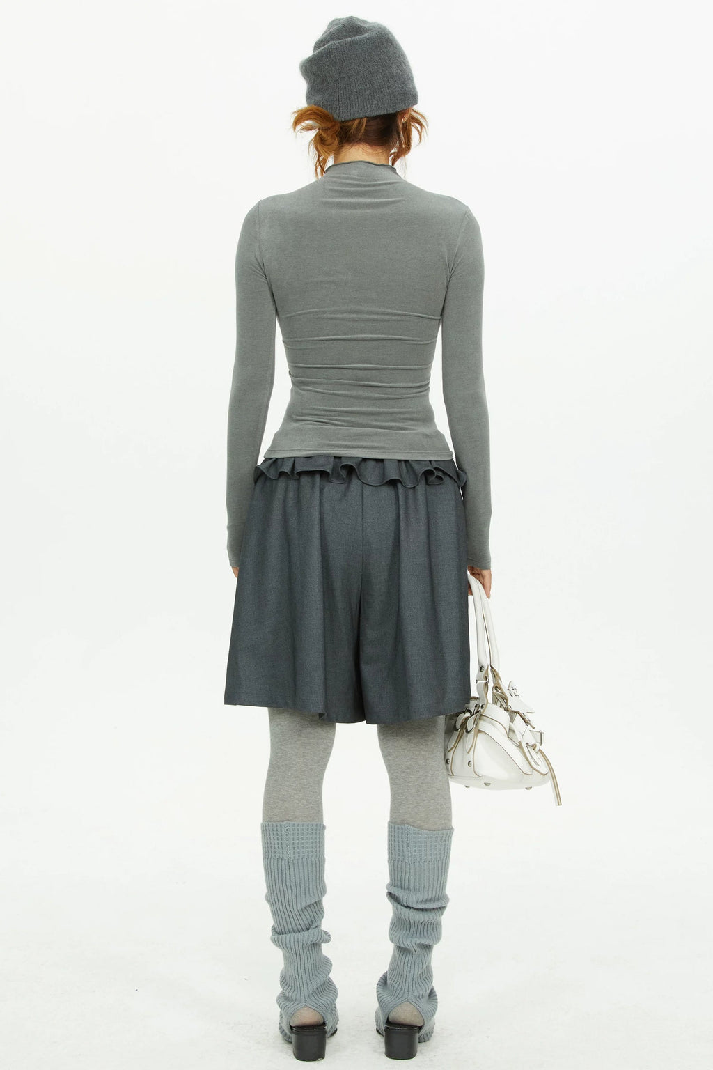 Gray Lace Knit Top