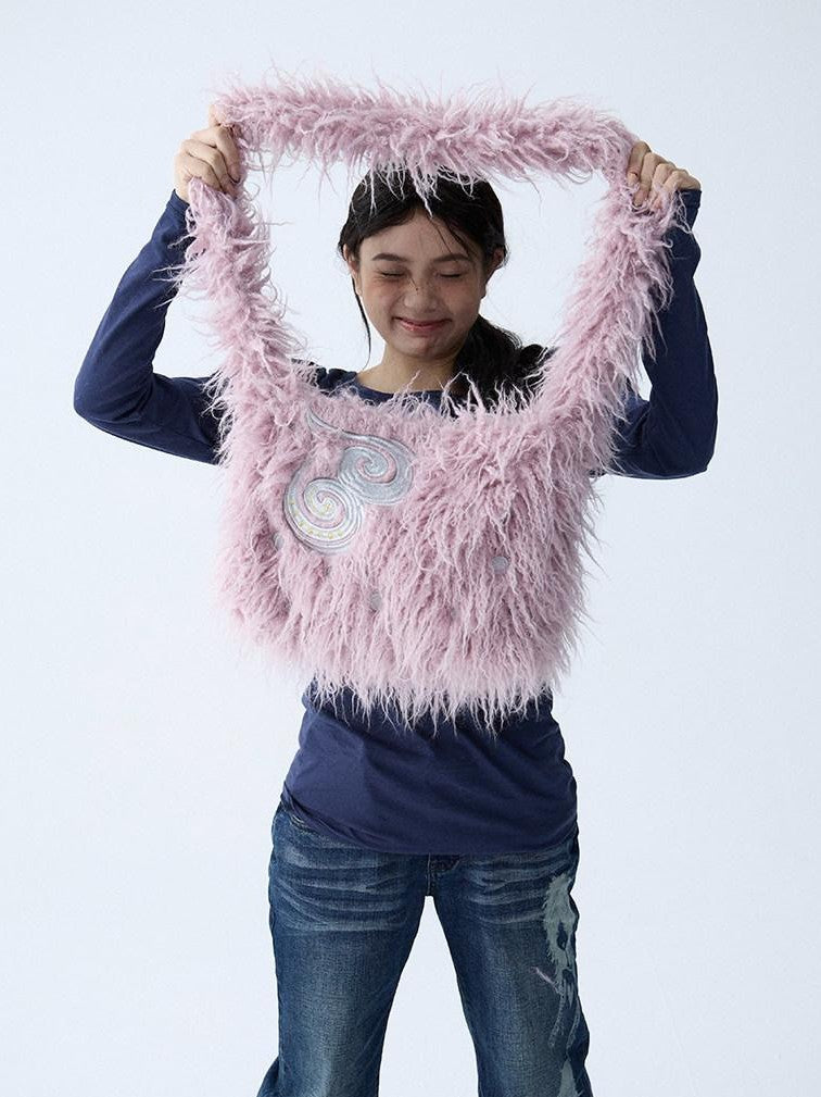 Fuzzy Large Capacity Crossbody Unique Design Women'S Faux Fur Shoulder Bags