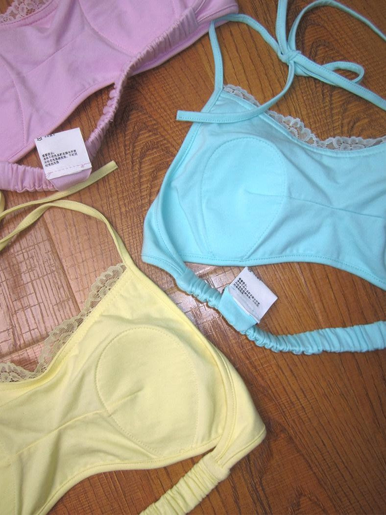 Mint Green Colorful Lace Halter Women's Stretch Cotton Bikinis