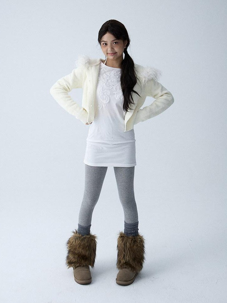 Soft Knitted Vintage Hooded Fur Collar Women'S Acrylic Wool Blend Cardigans