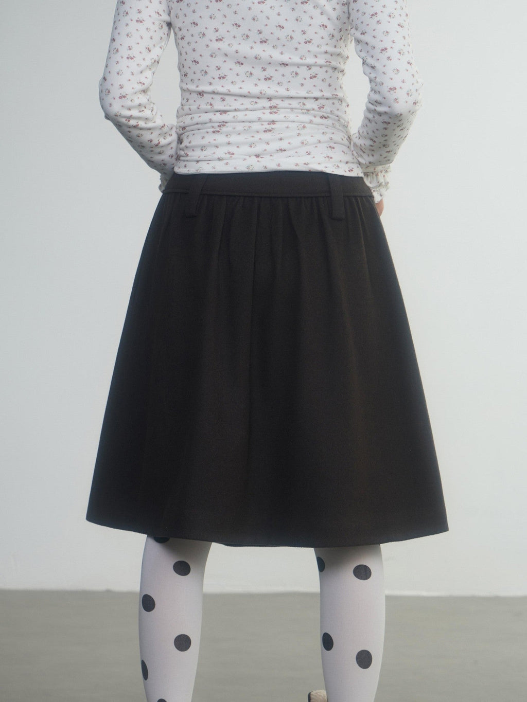 Vintage Fairy Tale Embroidered Layered Women'S Wool Tweed Midi Skirts