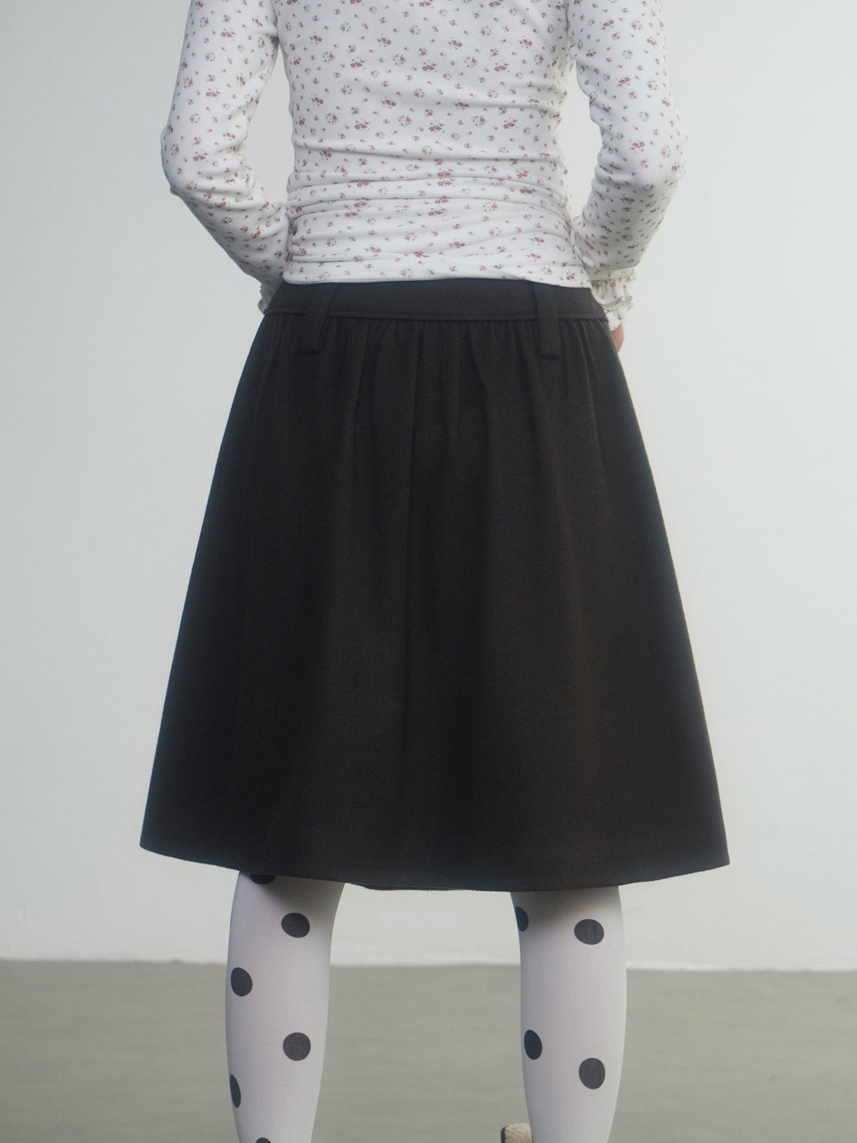 Vintage Fairy Tale Embroidered Layered Women'S Wool Tweed Midi Skirts