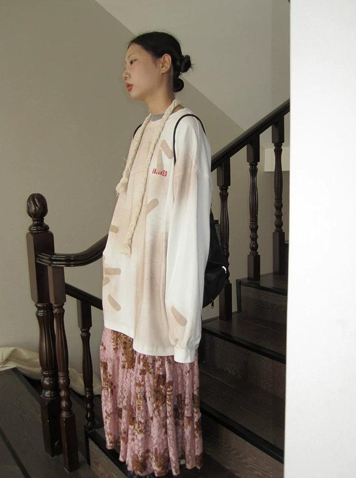 3months | RETRO FLOCKING PRINT SKIRT【ID:TN00047】