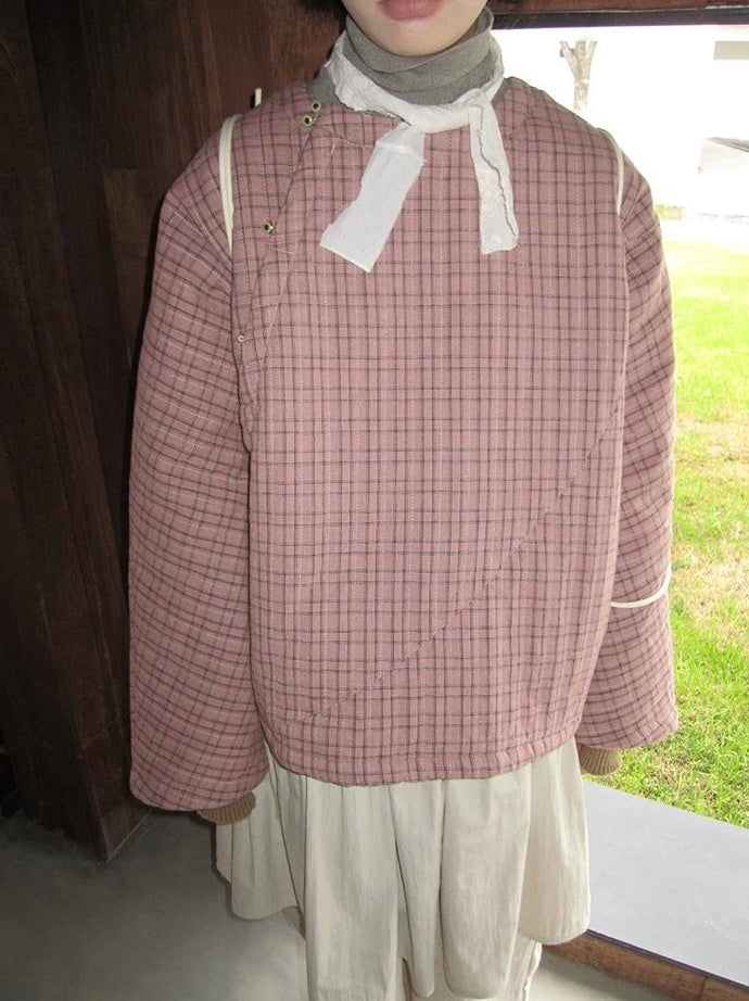3months | PINK PLAID COTTON JACKET【ID:TN00034】