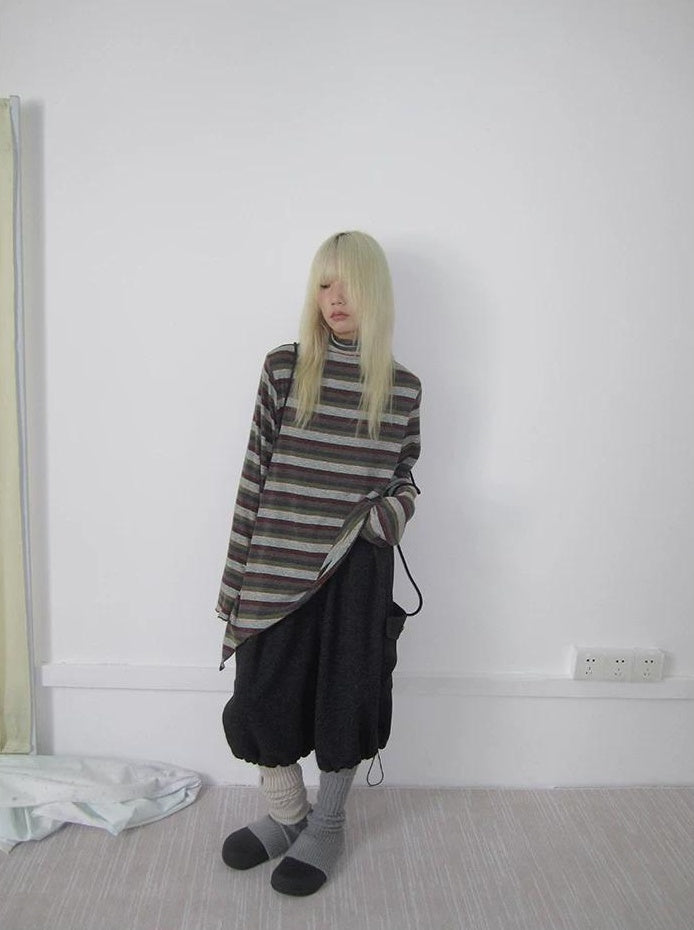 3months | HIGH NECK STRIPED TOP【ID:TN00052】