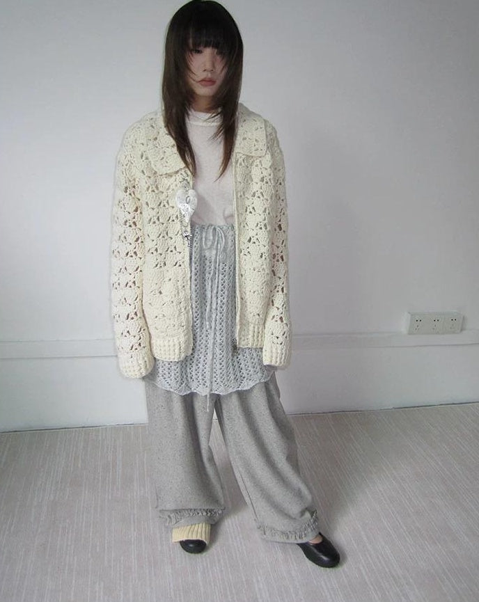 3months | HOLLOW ZIP KNITTED CARDIGAN【ID:TN00039】