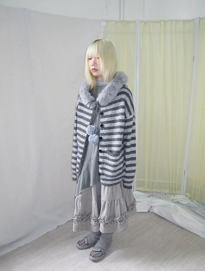 3months |  NICHE STRIPED CARDIGAN SWEATER【ID:TN00016】