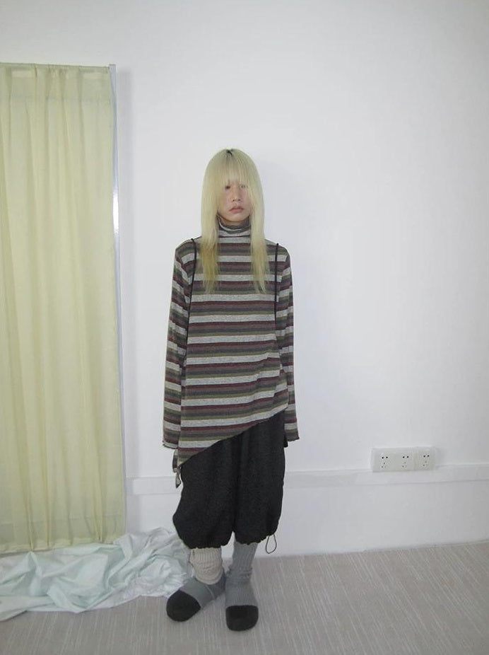 3months | HIGH NECK STRIPED TOP【ID:TN00052】