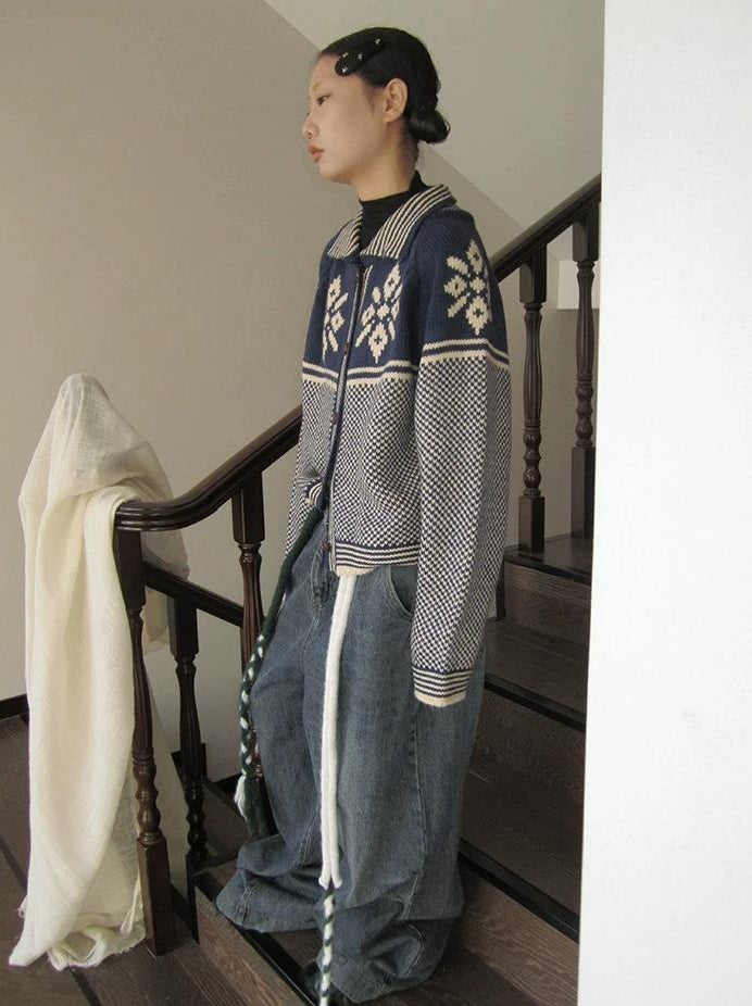 3months | RETRO LOOSE KNIT SWEATER JACKET【ID:TN00043】