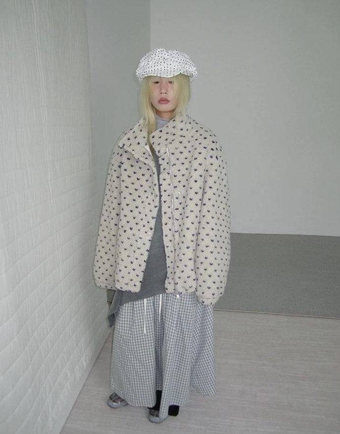 3months | POLKA DOT JACQUARD WOOL COAT【ID:TN00056】