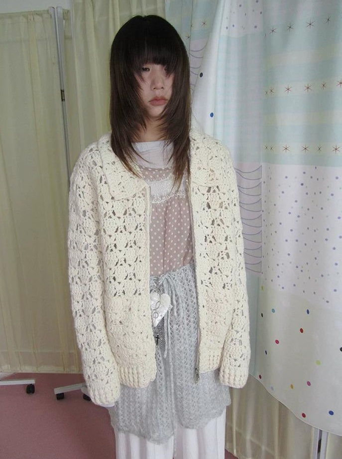 3months | HOLLOW ZIP KNITTED CARDIGAN【ID:TN00039】