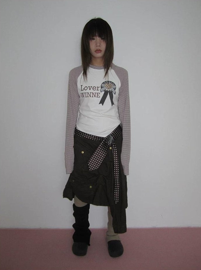 3months | KOREAN STRIPED LETTER TEE【ID:TN00064】