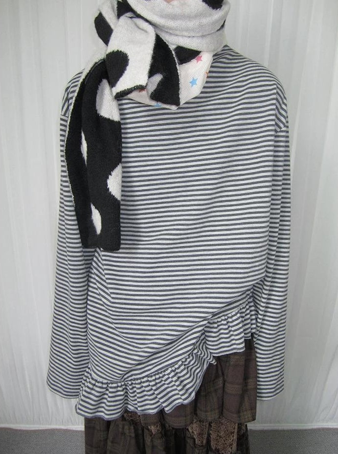 3months | SOFT STRIPED RUFFLED SWEATER【ID:TN00038】