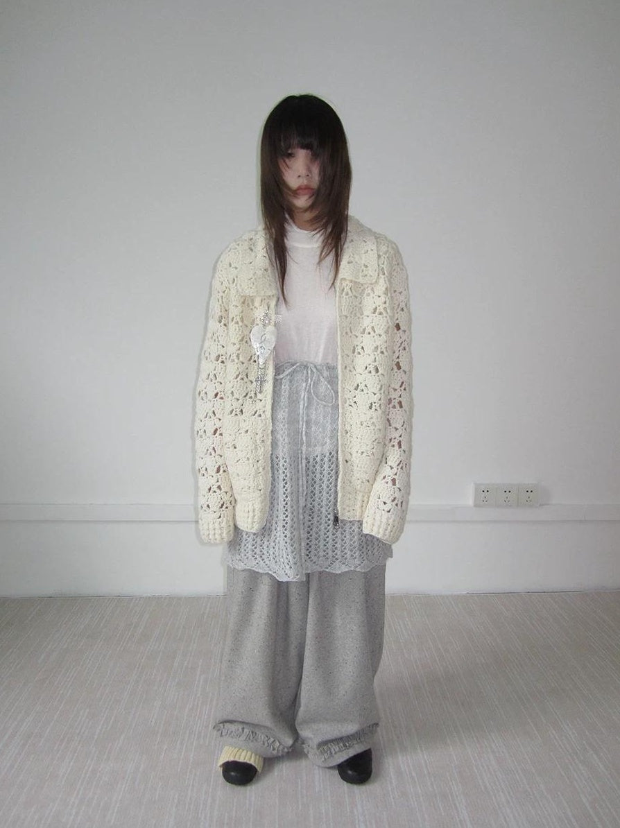 3months | HOLLOW ZIP KNITTED CARDIGAN【ID:TN00039】