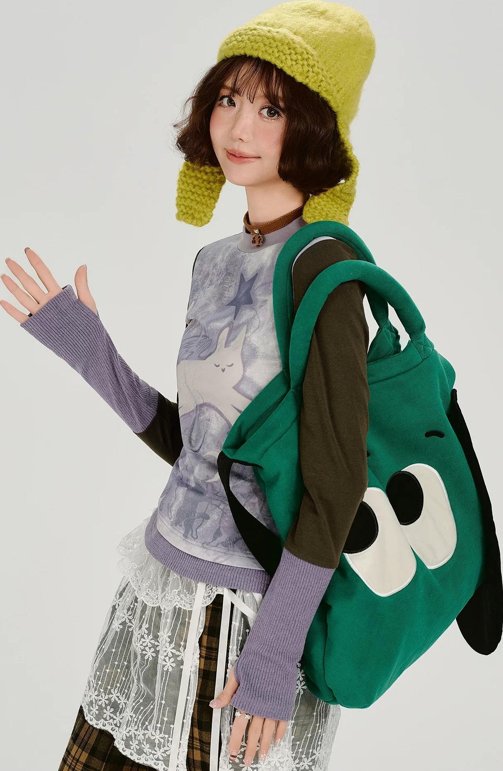 Girlyhalo |  RETRO CARTOON SPLICED LONG SLEEVE T-SHIRT【ID:TN00014】