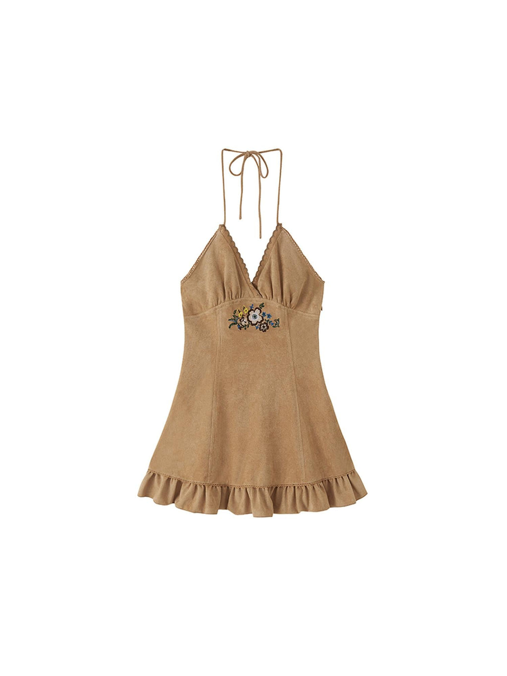 Summer Farmhouse Embroidered Halter Neck Dress