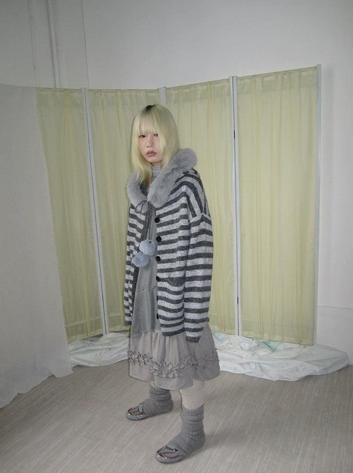 3months |  NICHE STRIPED CARDIGAN SWEATER【ID:TN00016】