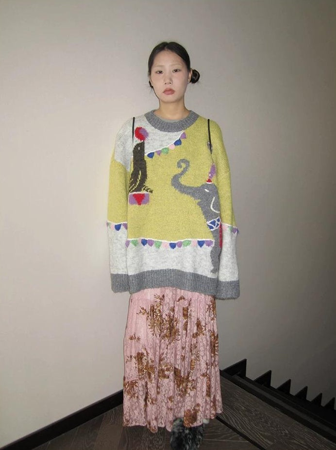 3months | RETRO FLOCKING PRINT SKIRT【ID:TN00047】