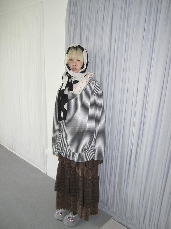3months | SOFT STRIPED RUFFLED SWEATER【ID:TN00038】