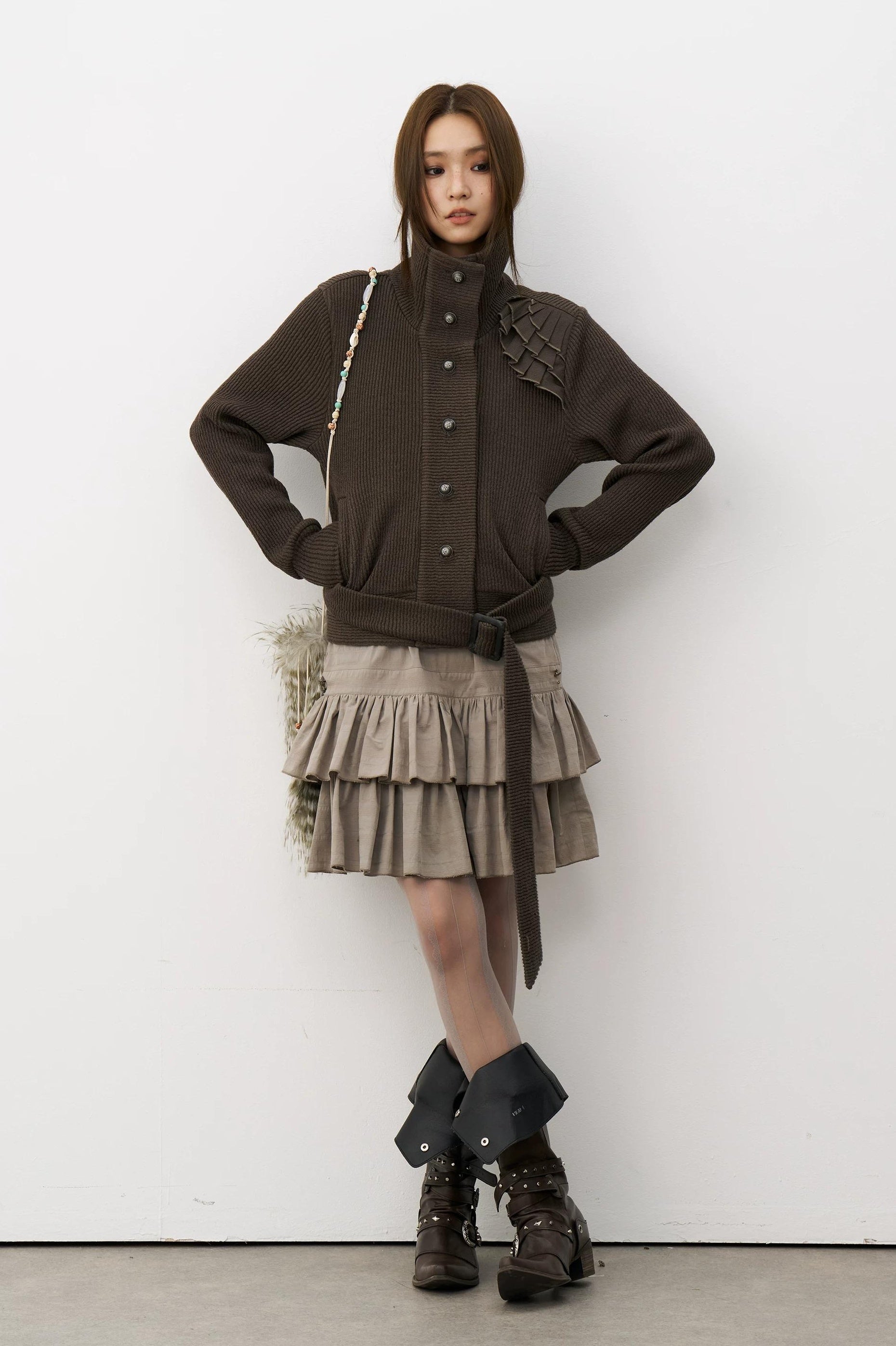 THELIGHT | LACE SHOULDER KNIT JACKET【ID:TN00115】