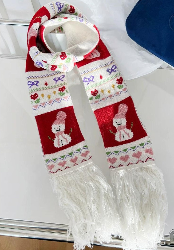 TRIA SELECT | WINTER SNOWMAN EMBROIDERED SCARF【ID:TN00079】