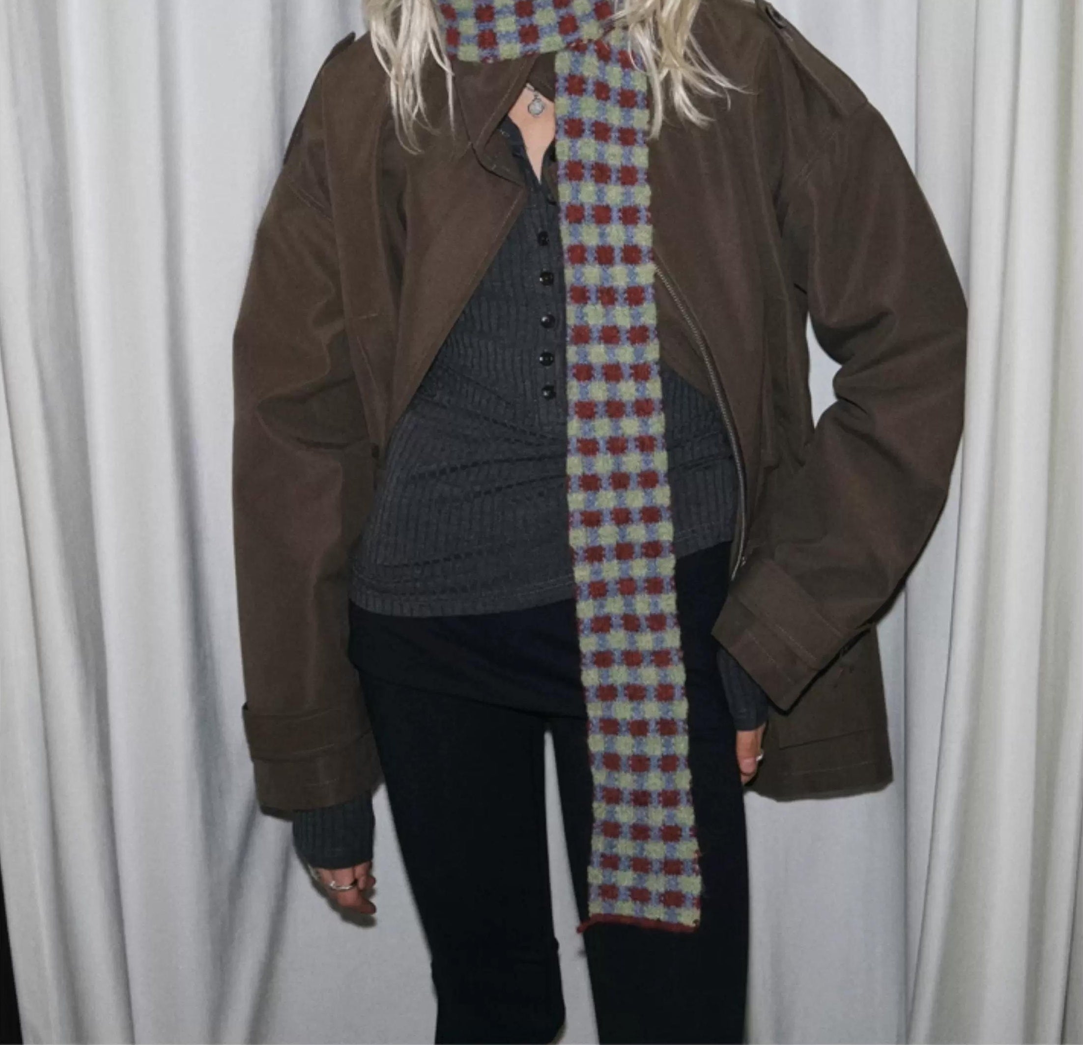 TRIA SELECT | PLAID COLOR BLOCK SCARF【ID:TN00080】