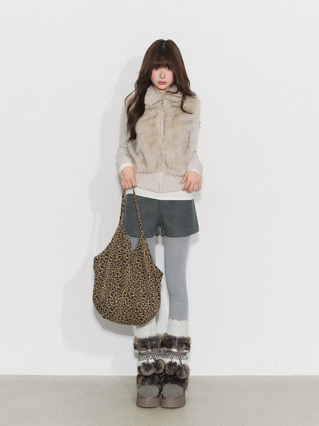 THELIGHT | FURRY SPLICED SHORT COAT【ID:TN00095】