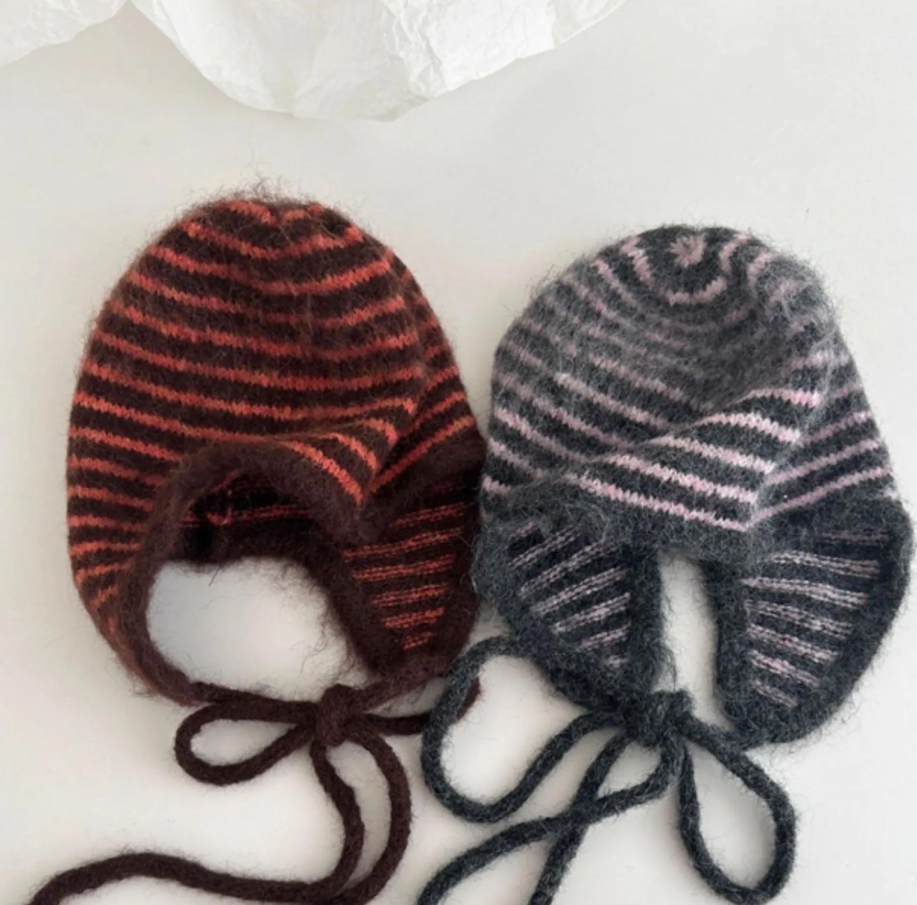 TRIA SELECT |  STRIPED KNIT EARFLAP HAT【ID:TN00003】