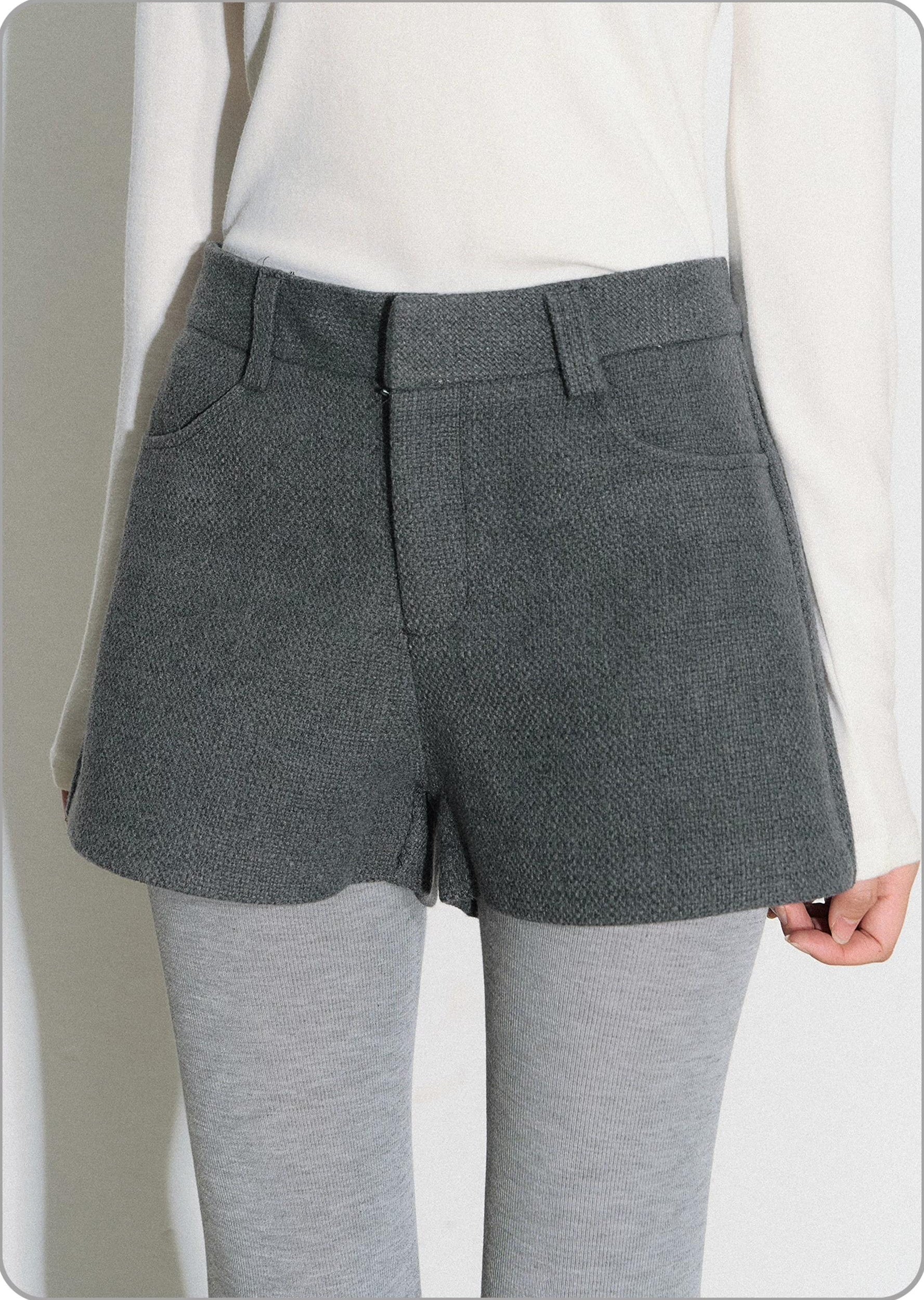 THELIGHT | GRAY TWEED HIGH-WAISTED PANTS【ID:TN00090】