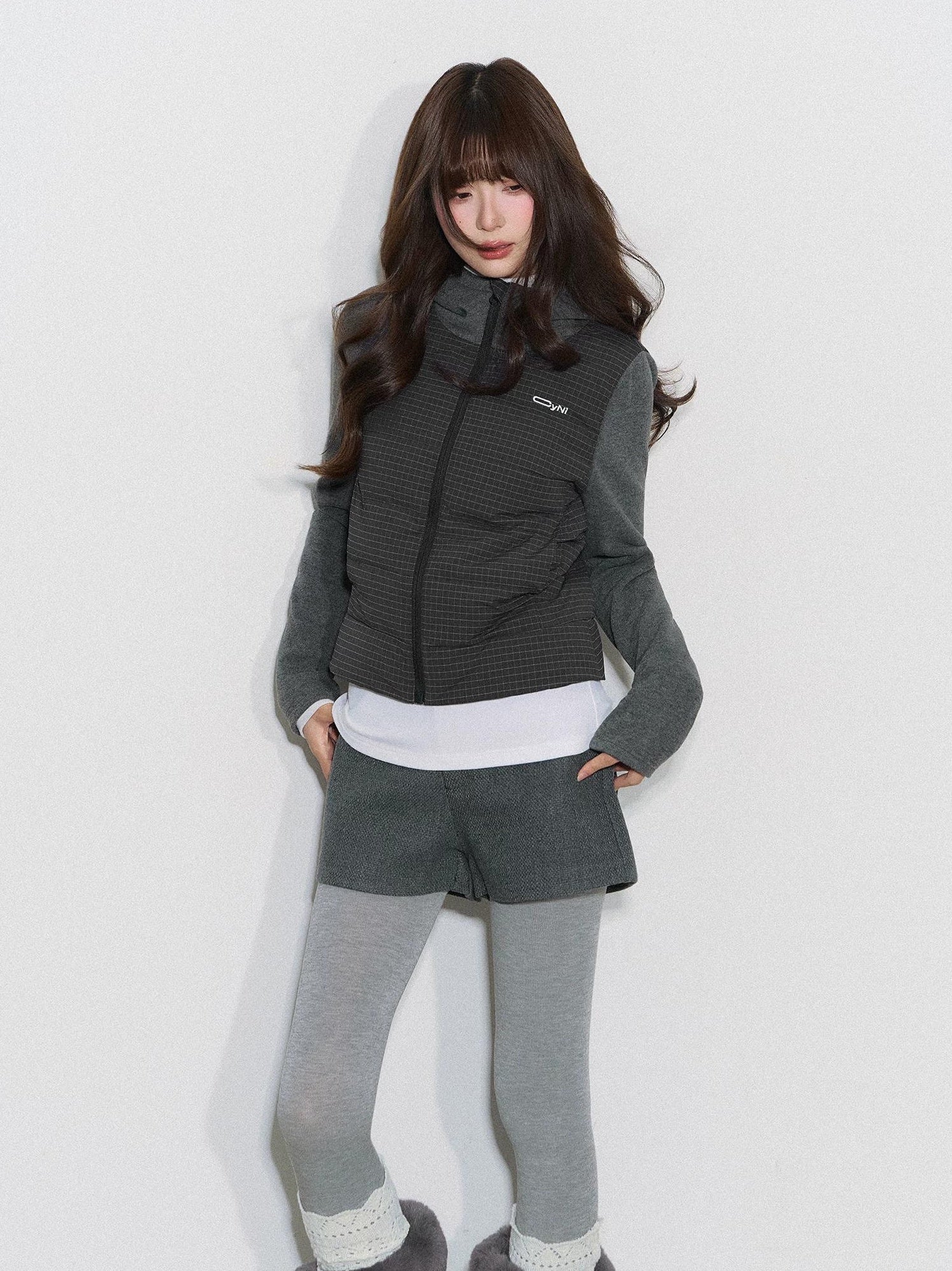 THELIGHT | PLAID SPLICE HOODED JACKET【ID:TN00094】