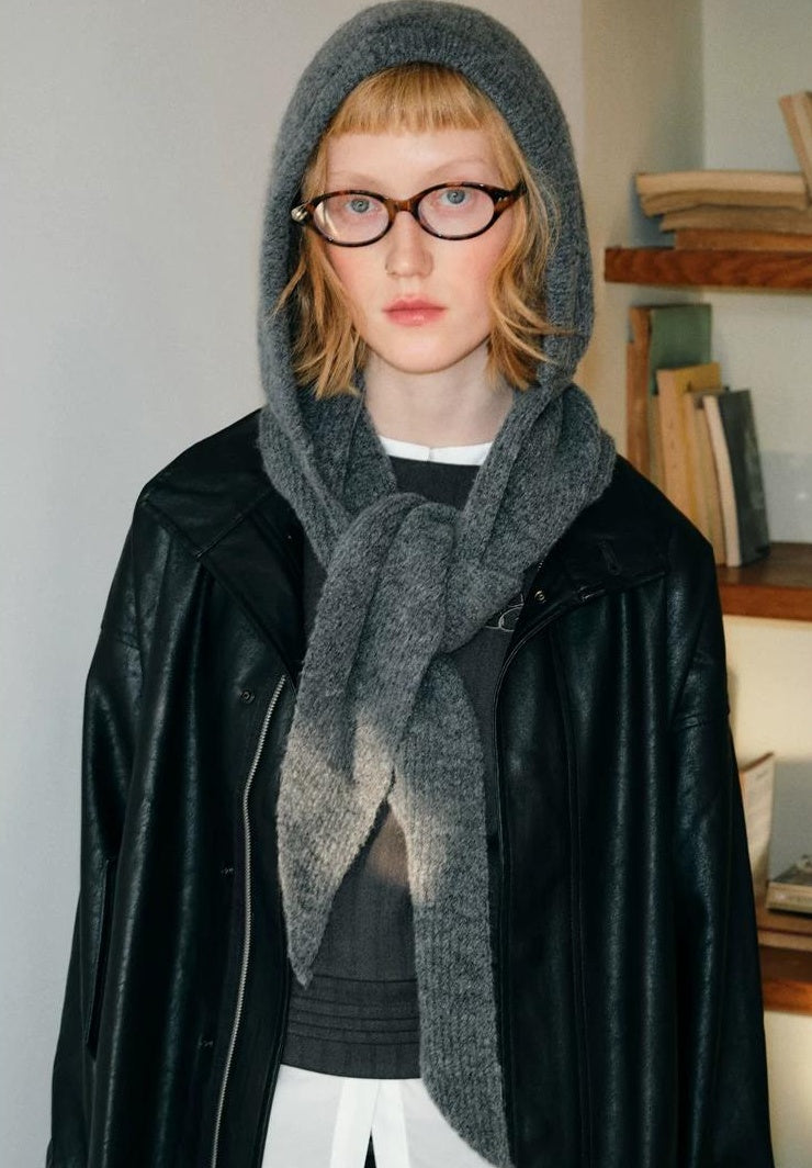TRIA SELECT | KNITTED HOODED SCARF HAT SET【ID:TN00088】