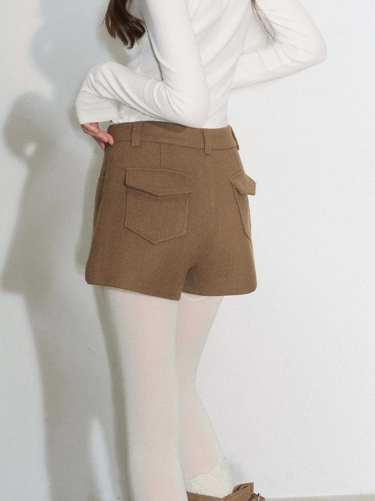 THELIGHT | GRAY TWEED HIGH-WAISTED PANTS【ID:TN00090】