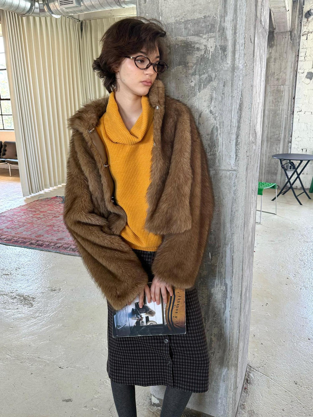 Cozy Thick Short Brown Oversized Street Style Women Polyester Casual Jackets