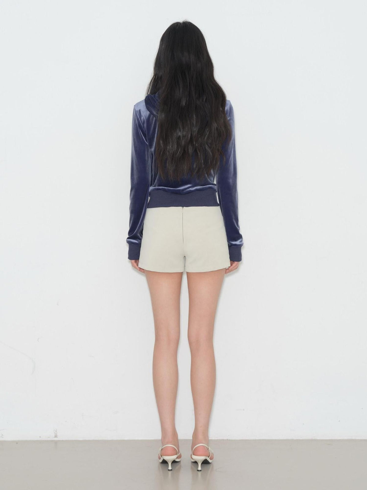 Ivory Suede Texture Integrated Belt A Line Low Waist Women's Pu Skorts