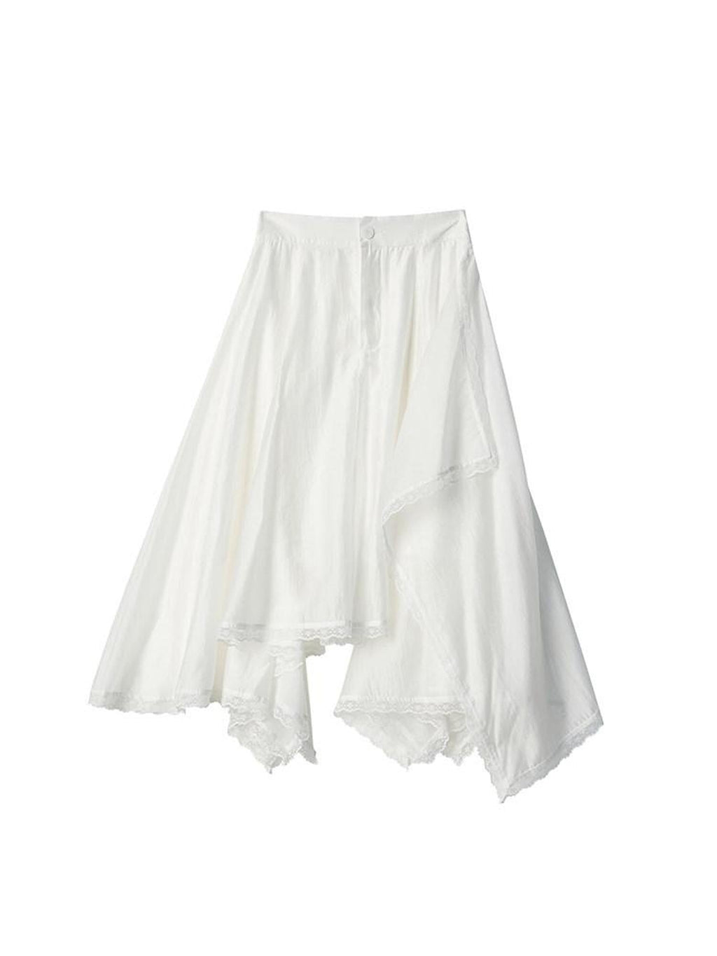 Lace Ruched A Line Mid Waist Loose Street Sporty Casual Young Women Midi Skirts