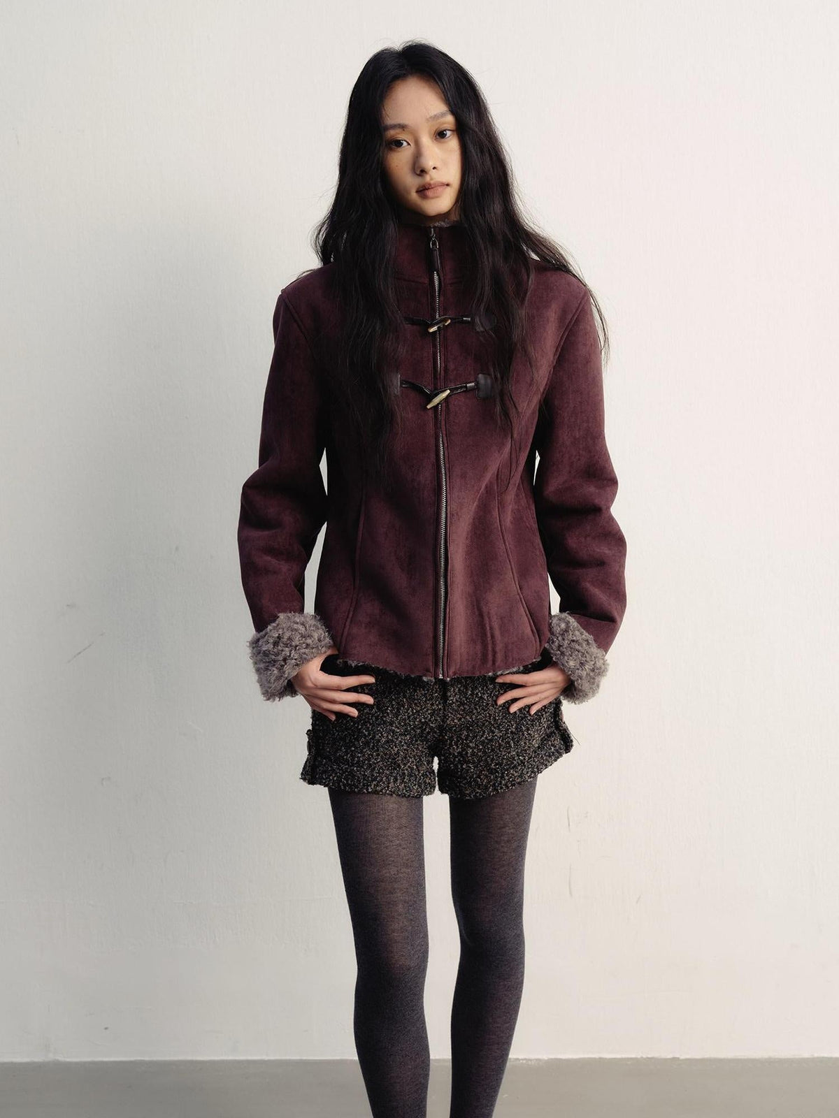 Thick Warm Zip Stand Collar Slim Waist Street Women Polyester Cropped Jackets