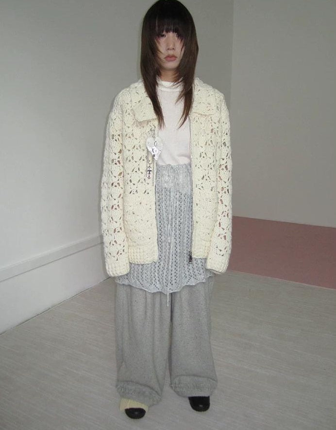 3months | HOLLOW ZIP KNITTED CARDIGAN【ID:TN00039】