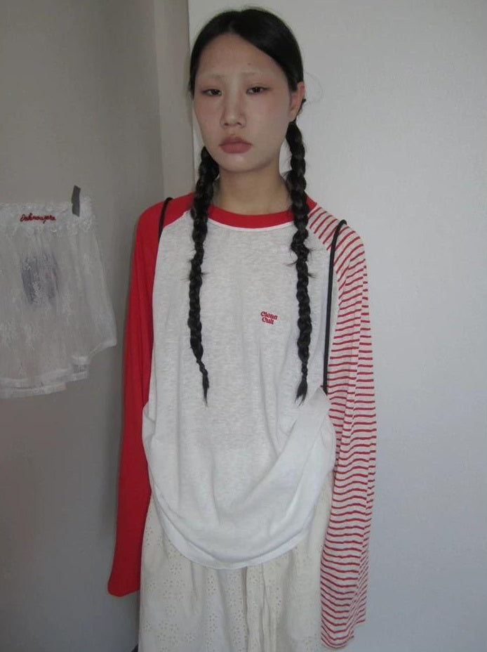 3months | SUMMER STRIPED T-SHIRT WITH SHEER SLEEVES【ID:TN00042】