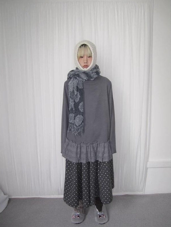 3months | LACE SPLICED HIGH NECK TOP【ID:TN00032】