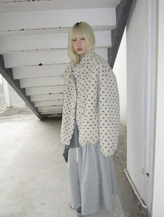 3months | POLKA DOT JACQUARD WOOL COAT【ID:TN00056】