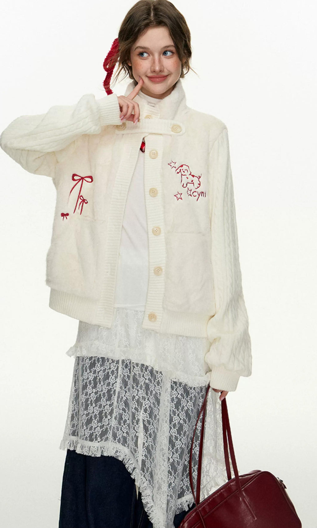CyNi | COZY RABBIT HAIR CARDIGAN【ID:TN00097】