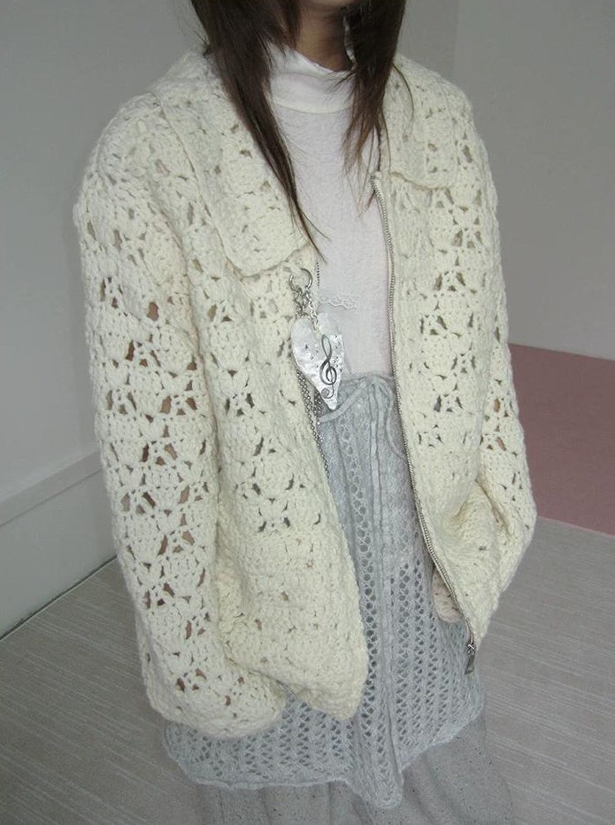 3months | HOLLOW ZIP KNITTED CARDIGAN【ID:TN00039】