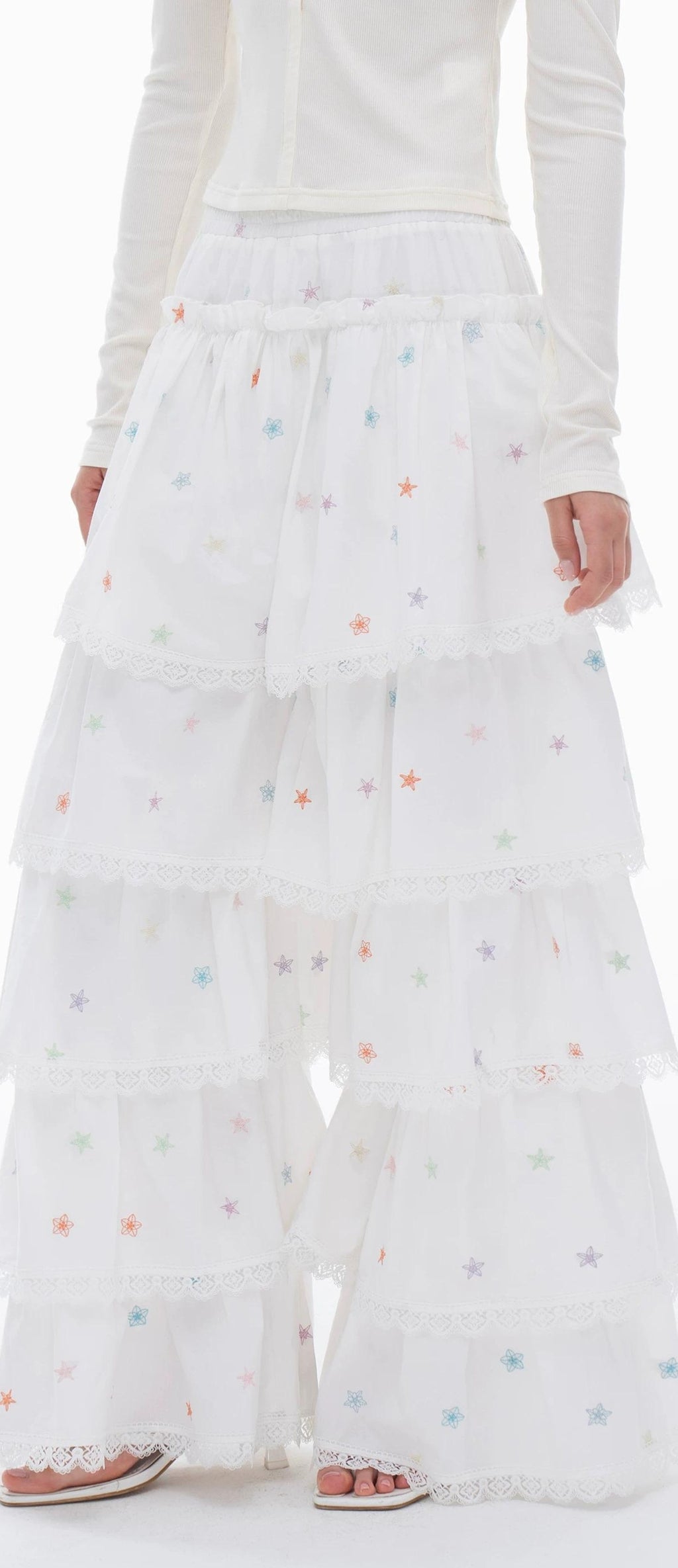 THELIGHT | LACE CRUSHED SKIRT PANTS【ID:TN00112】