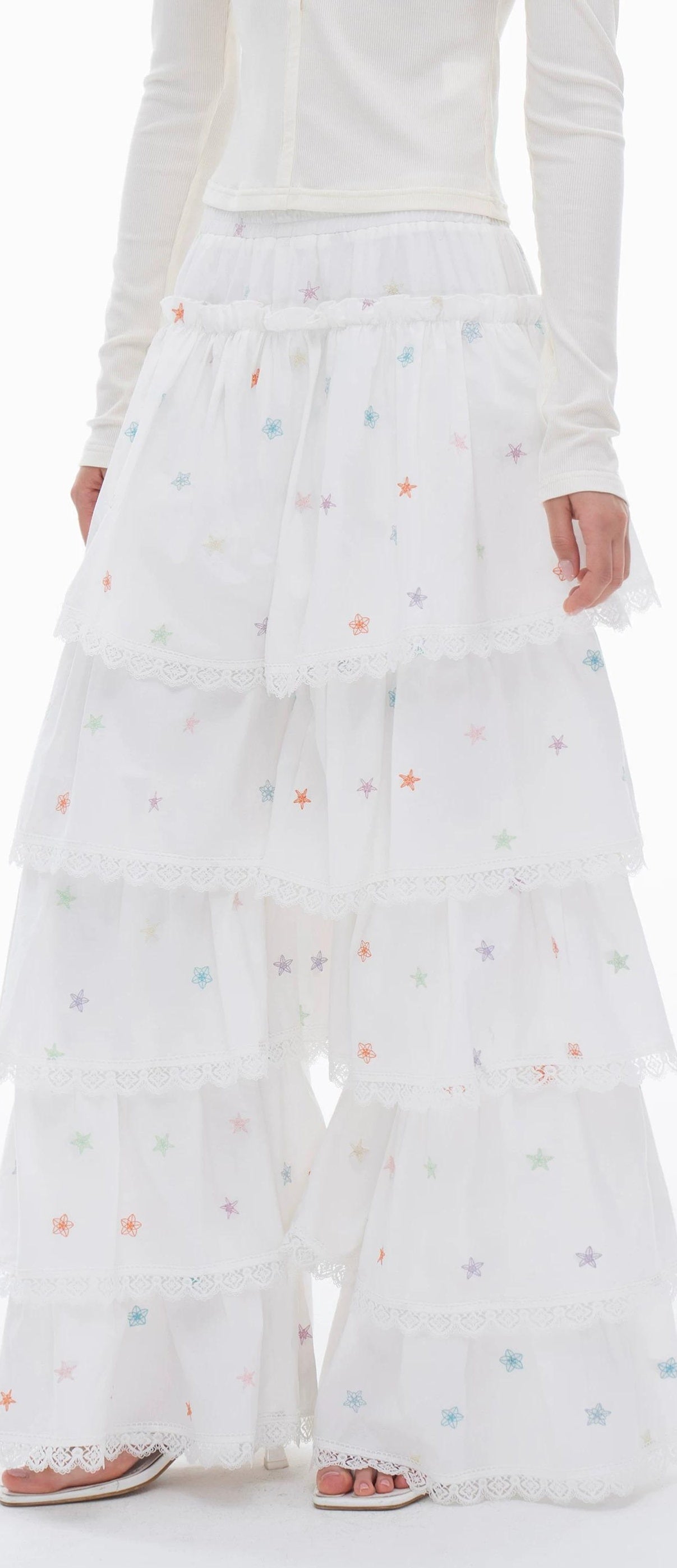 THELIGHT | LACE CRUSHED SKIRT PANTS【ID:TN00112】