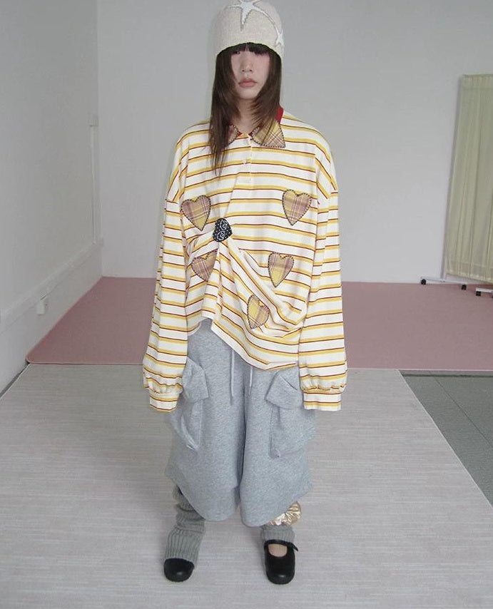 3months | 3D STRIPED DECORATIVE SWEATER【ID:TN00041】
