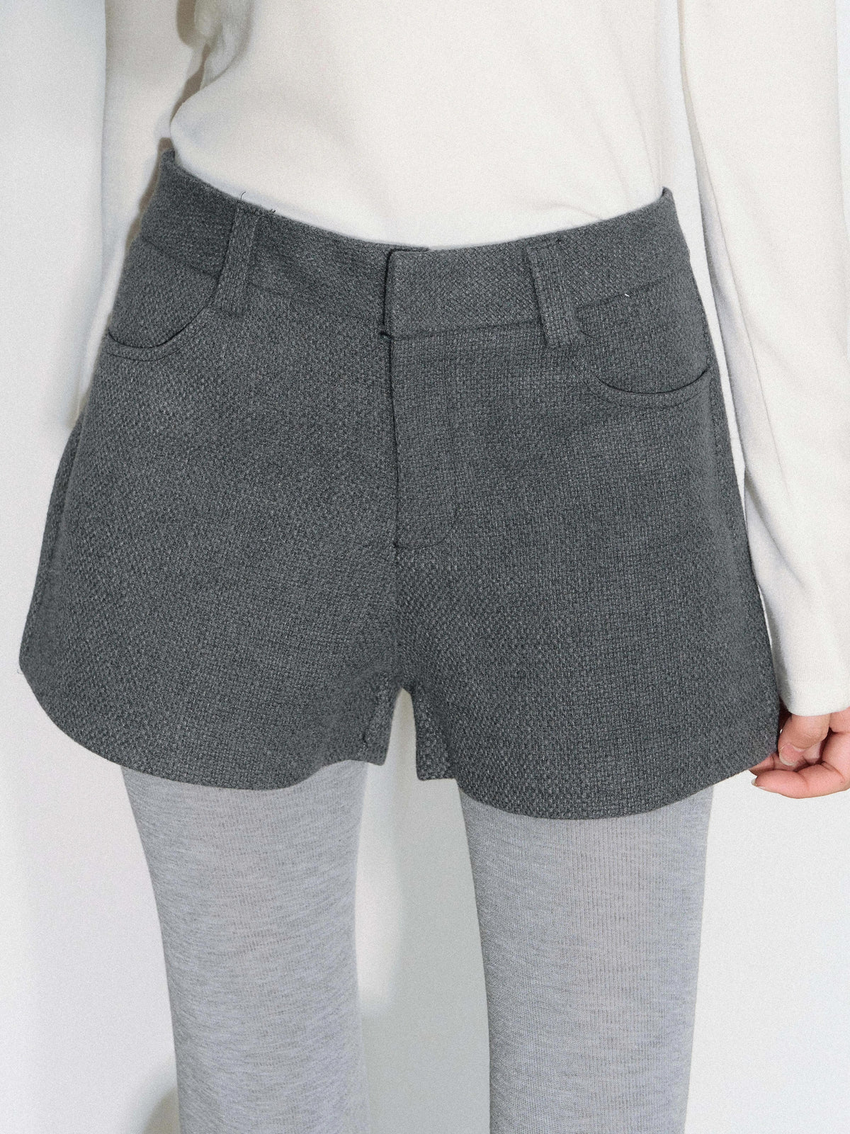 THELIGHT | GRAY TWEED HIGH-WAISTED PANTS【ID:TN00090】