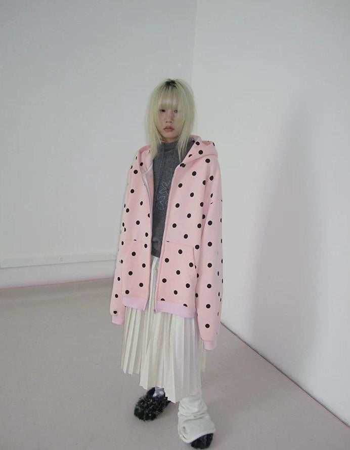 3months | POLKA DOT BOA HOODIE JACKET【ID:TN00060】